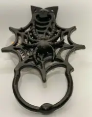 Halloween Gothic Cast Iron Spider Web Wall Door Knocker or Towel Ring Decor