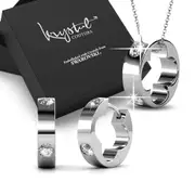 Boxed Ring Pendant White Gold Set Embellished with SWAROVSKI® Crystals
