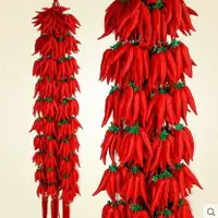 在飛比找樂天市場購物網優惠-喜慶 新年裝飾品大號中國結掛件布藝辣椒串掛飾大紅辣椒掛件
