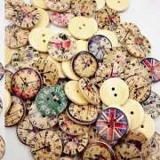 Timeless Stitch: 200 Vintage Clock Face Buttons for Sewing & Decoration (2 Holes