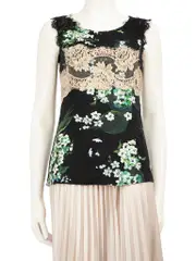 Black Floral Lace Trimmed Top