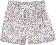 [RPLIFE] Boy Swimming Trunks, Baby Swim Shorts 2t, Whimsical Tree Colorful Flowers