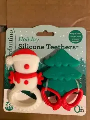 infantino - Holiday Silicone Teethers, Happy Santa and Cute Christmas Tree
