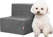 Sted Pet Stairs Dog Stairs 2 Steps, High Density Foam Dog Stairs for Couch, Widen Steps Pet Stairs with Non-Slip Bottom, Removable Washable Cover, Ideal for Older Injured Small Dogs Cats, Grey