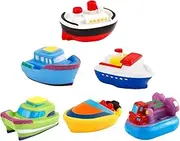 Pack of 6 Colourful Bath Toy Floating Boats | Kids Water Floating Toy Boat | Bathtub Pool Toys | Children's Bath Companion