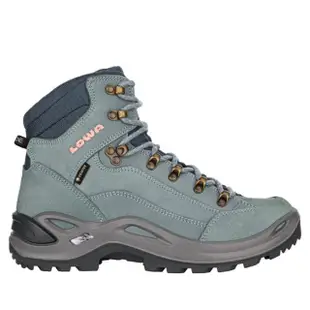 【LOWA】女 歐洲製造 RENEGADE GTX 中筒防水透氣多功能健行鞋_登山鞋(LW320945-6122 冰藍/鮭紅)