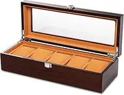 [WICRFYHD] Watch Case for Men Watch Storage, 5 Slot Watch Display Case Mens Watch Box Organizer, Watch Holder Organizer with Glass Lid