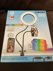 3 piece Vlogger Kit with Selfie Ring Light Studio Bluetooth USB
