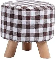 Wood Footstool Ottoman Chair Stool Classic Design,3 Legs,Durable Washable Linen Cover,3 Colors for Living Room Bedroom,B,29 * 29cm