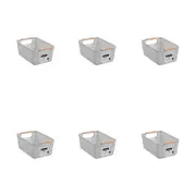 6PK Boxsweden Mesh Plastic Basket Wood Handle Small 26.5x18x12cm Assorted
