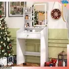 Vanity Desk Make Up Dressing Table Set with LED Lighting Mirror Bedroom Dresser