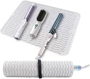 Oversize Silicone Heat Resistant Mat, Heat Mat with Velcro for Curling Iron, Travel Cover Cushion for Curling Irons, Hair Bands and Styling Tools(15.7" X 11.8") (Pink)