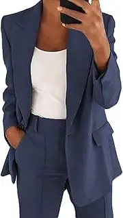 [DGHM-JLMY] Women's Fashion Lapel Suit Jacket Lapel Collar Buttons Blazer Jackets Work Business Blazer Open Front Jacket