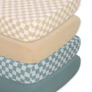 4pc The Peanutshell Organic Cotton Jersey Fitted Crib Sheets Yellow/White/Teal