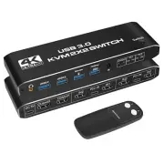 KVM Switch 2 Monitors 2 Computers, NEWCARE 4K@60Hz HDMI KVM switches with Audio,