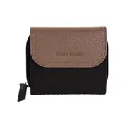 Pierre Cardin Ladies Leather Tri-Fold Tab Wallet - Black-Taupe