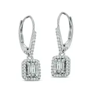 0.5 CT. T.W. Diamond Rectangular Frame Drop Earrings in 14K White Gold