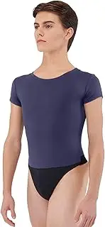 [Wearmoi] Wear Moi Men's Ballet Short Sleeve Leotard with Dance Belt T-Back Microfiber