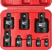 BOEN 8 Piece Impact Socket Adapter and Reducer Set, 1/4" 3/8" 1/2" 3/4" Drive Socket Adapter Set with Durable Case for Impact Driver Conversions (Upgraded)