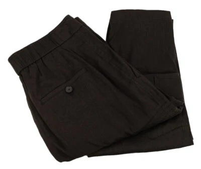 VINCE Womens Black Cropped Drop Crotch Linen Blend Cargo Pants MEDIUM NWT