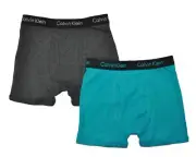 Calvin Klein Boys Charcoal &Teal 2pk Boxer Briefs Size 4/5 6/7 8/10 12/14 16/18