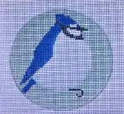 Blue Jay Ornament Hand Painted Needlepoint Canvas