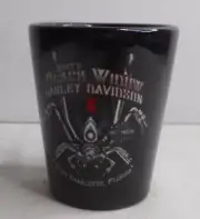 Bert's Black Widow Harley Davidson Black Shot Glass Port Charlotte, FL 2-3/8" H