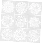 9pcs Decorative Graffiti Stencils for Painting Wall Floor and Mandala Design Templates for DIY Craft Projects and Wall Art Decor