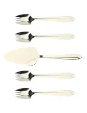 Stainless Steel Mirror Cake Server And Splayd Set of 5 in Silver