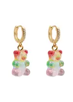 Crystal Haze Rainbow Nostalgia Bear 18kt Gold-plated Hoop Earrings - Multicoloured 1 ONE SIZE