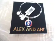 Alex and Ani TEAM USA FLAME EPOXY Shiny Silver Charm Bangle New W Tag Card & Box