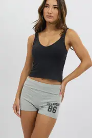 Grey Folded Waist Biker Shorts - Size 16XL, Women's Leggings
