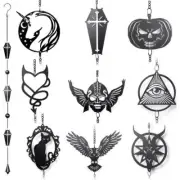 Alchemy Gothic Decor Wind Chime Unicorn Pumpkin Skull Coffin Baphomet Black Cat