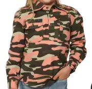 Ringers Western Shirt Camo Coral Sz 24 Half Button Work Top Limited Edition 50+