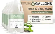 Terra Pure Hotel Hand & Body Wash Soap | Four Gallons | Designed to Refill Soap Dispensers (Set of 4)