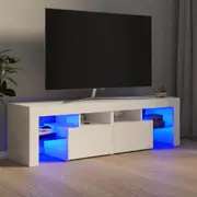 TV Cabinet with LED Lights High Gloss White 140x36.5x40 cm vidaXL
