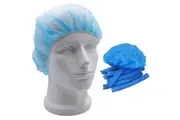 Safetyware 10pcs Non-Woven Disposable Bouffant Mob Cap Hair Net Head Cover Dustproof Elastic for Hospital Food Kitchen Cleaning Laboratory Blue