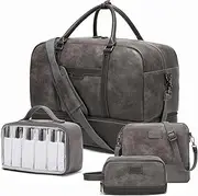[Wogarl] Weekender Bag for Women Men Large Overnight Bag Travel Duffel Bag with Shoe Compartment Toiletry Satchel Bag Carry On Bag Fit 21" Laptop, Grey, Fashion
