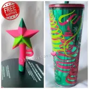 Starbucks Christmas Holiday 2023 Star Straw Topper Ribbon Trees Cold Cup 24 oz