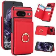 Google 8 Pro Case With Card Holder,Military Grade Drop Protection,Durable Shockproof Cover-Red