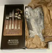 NEW Vtg 1970’s Oneida Plymouth Rock Stainless Flatware 20 Piece Service for 4