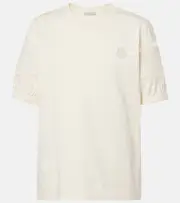 [Moncler] Moncler Lace-trimmed cotton T-shirt UK 14 white