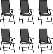 Garden Chair Folding Garden Chairs 6 pcs Textilene Black Patio Seating