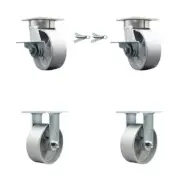5 Inch KP Semi Steel Cast Iron Caster Set with 2 Brakes/Swivel Locks 2 Rigid