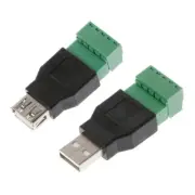 USB 2.0 Type A Male/Female to 5P Screw for Shield Terminal Plug Adapter Conne