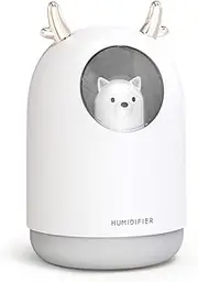 Pokkis Cool Mist Humidifier with Adjustable Mist Mode, 300ml Water Tank Lasts Up to 12 Hours, 7 Color LED Lights Changing, Waterless Auto Shut-Off for Bedroom, Home, Office