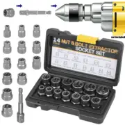 15Pcs Impact Damaged Bolt Nut Screw Remover Extractor Set Twist Socket Tool Kit
