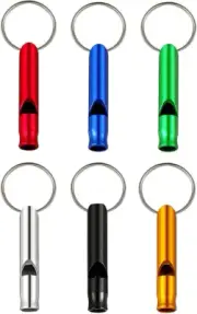 Aluminum Whistle, 6 Pcs Super Loud Outdoor Survival Whistle with Key Ring for Ou