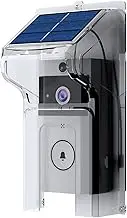 Doorbell Rain Cover with Solar Charger Compatible with Ring & Blink Doorbell,Doorbell Waterproof Protector Shield with Solar Panel,Adjustable Mount,Micro USB & Type C Port (Transparent)