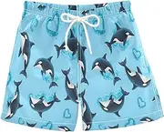 [RPLIFE] Kids Swim Trunks for Boys, Anti-Chafe Swim Trunks Boys 2 T, Dolphins Light Blue